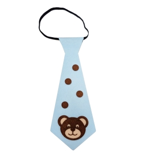 KRAWAT MIŚ KROPKI FILCOWY BŁĘKITNY