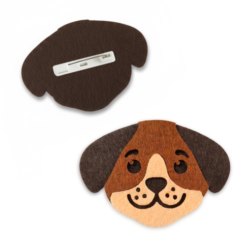 PRZYPINKA PIESEK FILCOWA BRĄZOWA 7,5x6cm