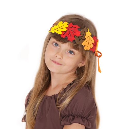 WIANEK JESIENNY LIŚCIE SZEROKI FILC POMARAŃCZOWO-BRĄZOWY