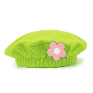 BERET KWIATEK POLAROWY JASNOZIELONO-RÓŻOWY