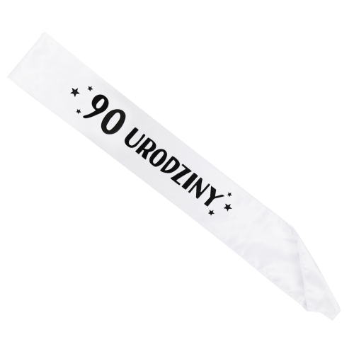 SZARFA 90 URODZINY BIAŁA 85cm