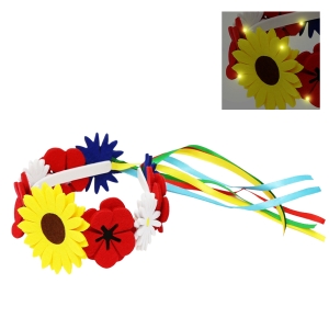 WIANEK OPASKA KWIATY FILCOWY Z TASIEMKAMI ŚWIECĄCY KOLOROWY