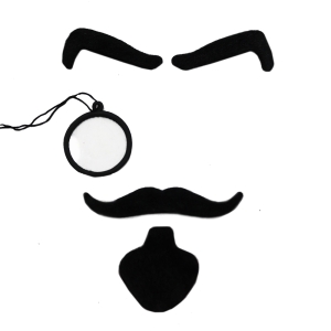 ZESTAW BRODA Z WĄSAMI I BRWIAMI + MONOKL FILC CZARNY