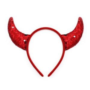 OPASKA DIABEŁ Z CEKINAMI CZERWONA