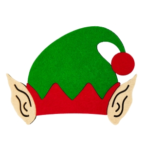 PANEL CZAPECZKA ELFA USZY FILCOWA ZIELONO-CZERWONA 16x12cm