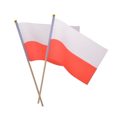 FLAGI POLSKA PATYK BIAŁO-CZERWONA 14x21cm 2szt