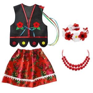 ZESTAW KRAKOWIANKA CZARNO-CZERWONY 116-128 4el