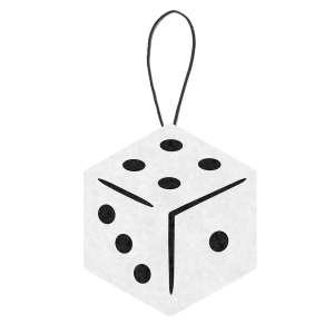 ZAWIESZKA KOSTKA DO GRY FILCOWA BIAŁA 6,5x5,5cm