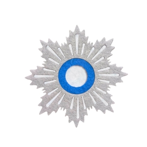 EMBLEMAT GWIAZDA ORDERU ODRODZENIA FILCOWY SZARY 7cm