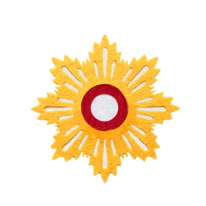 EMBLEMAT GWIAZDA ORDERU ODRODZENIA FILCOWY ZŁOTOŻÓŁTA 7cm