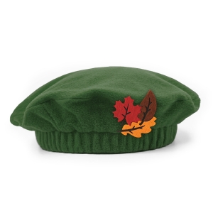 BERET LIŚCIE JESIENNE POLAR CIEMNOZIELONY