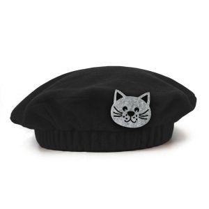BERET KOTEK POLAR SZARO-CZARNY