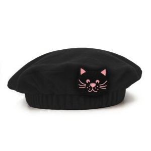 BERET KOTEK POLAR RÓŻOWO-CZARNY