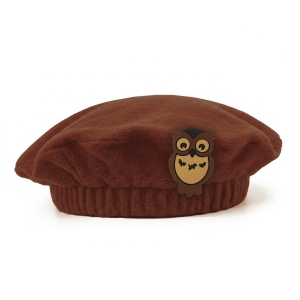 BERET SOWA POLAR BRĄZOWY