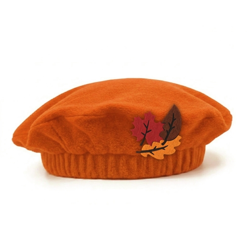 BERET LIŚCIE JESIENNE POLAR POMARAŃCZOWY