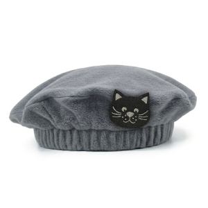 BERET KOTEK POLAR CZARNO-SZARY