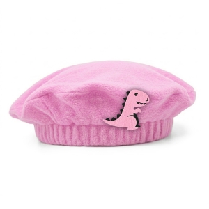 BERET DINOZAUR POLAR RÓŻOWY