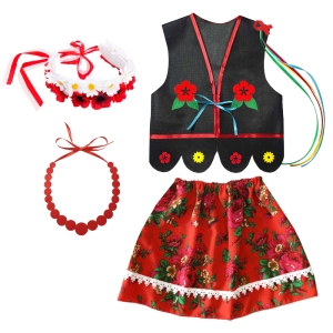 ZESTAW KRAKOWIANKA CZARNO-CZERWONY 146-158 4el