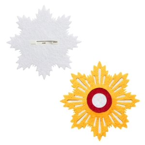 PRZYPINKA GWIAZDA ORDERU ODRODZENIA FILCOWA ŻÓŁTOZŁOTA 7cm