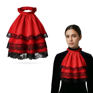 ŻABOT KOŁNIERZYK KORONKOWY CZERWONO-CZARNY