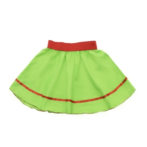 SPÓDNICZKA JASNOZIELONA PONGEE LAM. CZERWONA S