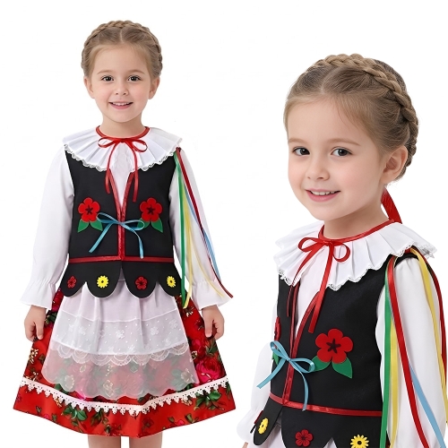 STRÓJ KRAKOWIANKA BIAŁO-CZARNY 134-140 5el