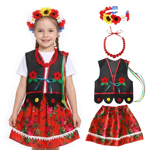 ZESTAW KRAKOWIANKA CZARNO-CZERWONY 146-158 4el