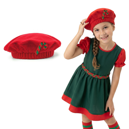 BERET LASKA CUKROWA POLAR CZERWONY