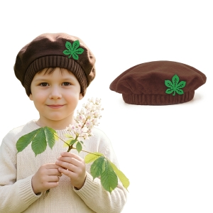 BERET LIŚĆ KASZTANOWCA POLAR BRĄZOWY