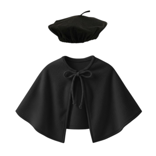 ZESTAW PELERYNA I BERET CZARNY S/M 2el