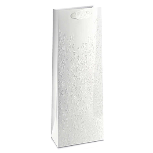 TOREBKA PREZENTOWA MAŁE KWIATKI TŁOCZONA BIAŁA 36x11cm