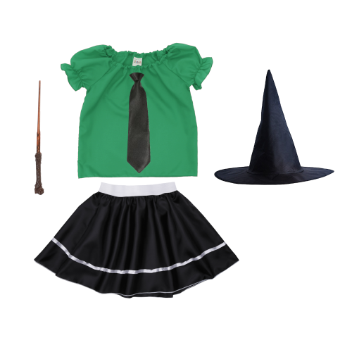 ZESTAW SLYTHERIN ZIELONO-CZARNY 116-128 5el