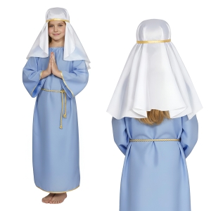STRÓJ SUKIENKA MARYJA PONGEE BŁĘKITNY 134-140 3el