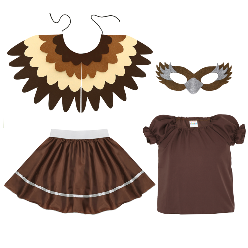 ZESTAW SOWA CIEMNOBRĄZOWY 134-140 4el