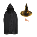 ZESTAW CZAROWNICA PELERYNA CZARNY 132cm 3el