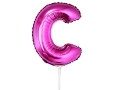 BALON LITERA C RÓŻOWY 14'' 36cm + PATYK