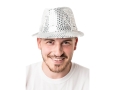 KAPELUSZ AL CAPONE CEKINY SREBRNY
