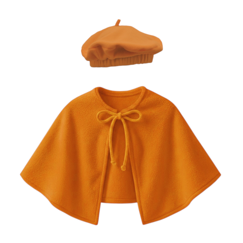 ZESTAW PELERYNA I BERET POMARAŃCZOWY L/XL 2el