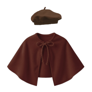ZESTAW PELERYNA I BERET BRĄZOWY S/M 2el