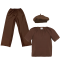 ZESTAW BERET BRĄZOWY 134-140 3el