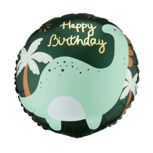 BALON PARTY DECO DINOZAUR HAPPY BIRTHDAY OKRĄGŁY C.ZIELONY 18'' 45cm