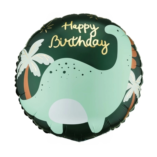 BALON PARTY DECO DINOZAUR HAPPY BIRTHDAY OKRĄGŁY C.ZIELONY 18'' 45cm