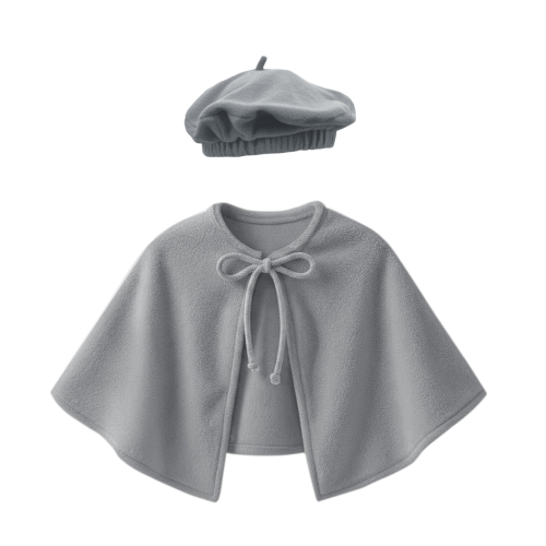 ZESTAW PELERYNA I BERET SZARY S/M 2el