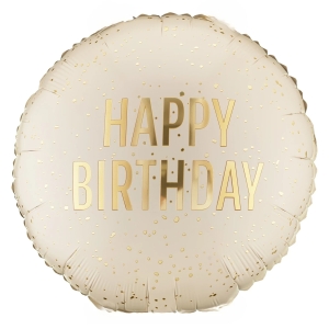 BALON PARTY DECO HAPPY BIRTHDAY GROSZKI BEŻOWY 18'' 45cm