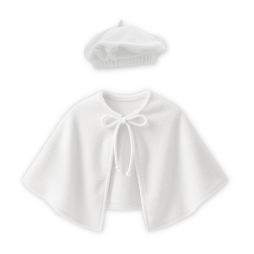 ZESTAW PELERYNA I BERET BIAŁY L/XL 2el