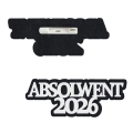 PRZYPINKA NAPIS ABSOLWENT 2026 FILCOWY CZARNO-BIAŁY 10x4cm