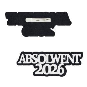 PRZYPINKA NAPIS ABSOLWENT 2026 FILCOWY CZARNO-BIAŁY 10x4cm