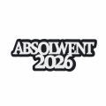 EMBLEMAT NAPIS ABSOLWENT 2026 FILCOWY CZARNO-BIAŁY 10x4cm