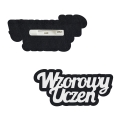 PRZYPINKA NAPIS WZOROWY UCZEŃ FILCOWY CZARNO-BIAŁY 10x4cm