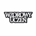 EMBLEMAT NAPIS WZOROWY UCZEŃ FILCOWY CZARNO-BIAŁY 10x4cm